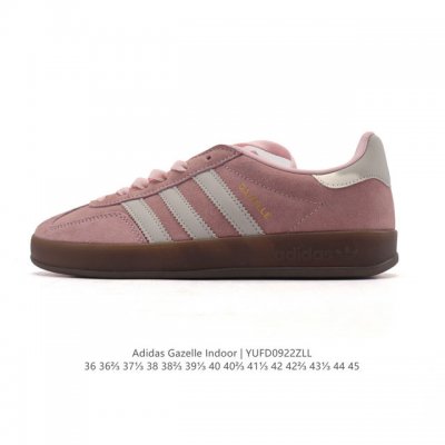 阿迪达斯 Adidas Originals Gazelle Indoor复古三叶草防滑透明橡胶板鞋经典运动鞋。这款经典鞋,忠于原版设计,缀撞色三条纹和鞋跟饰片。