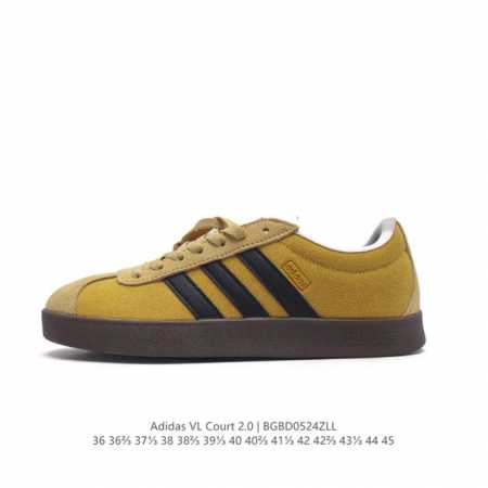 Adidas T头鞋 阿迪达斯 Vl Court 2.0 Shoes 运动休闲板鞋小白鞋，这款t形鞋头运动鞋,力求无论球场或街头,皆显耀眼出众。采用绒面革和牛皮 - 点击图像关闭