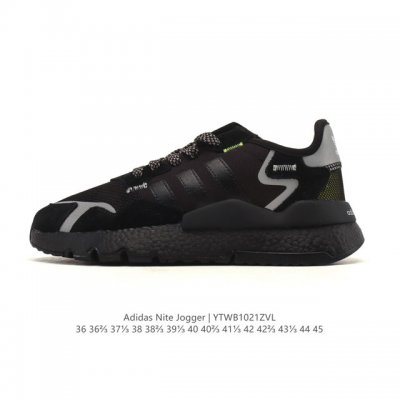 阿迪达斯 Adidas Nite Jogger 全新配色王嘉尔代言款男女士运动鞋，透气网面鞋面 夜行者 3M反光 真爆大底复古跑鞋。 针织透气网布搭配皮革拼接打