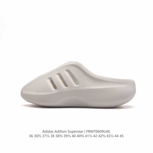 阿迪达斯 Adidas Adifom 夏季沙滩涉水百搭休闲拖凉拖鞋 超厚底增高男女鞋包头凉拖鞋。采用超轻95% 注塑 Eva塑料,5%泡沫塑料发泡缓震物料成型鞋