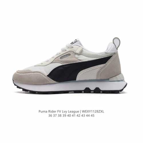 彪马 Puma Rider0 Fv Lvy 男女同款 防滑耐磨厚底面包鞋低帮运动板鞋。Rider Fv鞋款焕新升级,以先锋审美碰撞复古鞋型。Rider Fv I