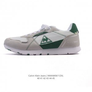 新品 Calvin Klein 卡文克莱 街头 低帮 运动鞋 潮流 复古 板鞋 Calvin Klein Jeans 男款Ck牛皮革拼接印花休闲运动阿甘鞋简约百