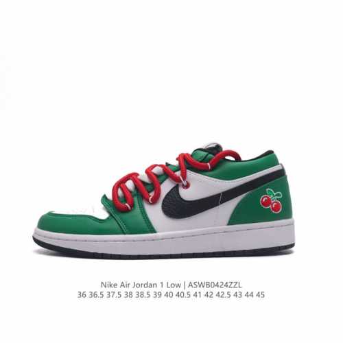 Nike 耐克 原楦原纸版开发版型，采用牛培移膜软皮革材质鞋面，中底注胶孔内置真sole气垫耐克nike Air Jordan 1 Low Gs White B