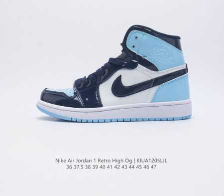 真二层 耐克 Nike Air Jordan 1 Retro High Og 乔丹一代aj1 乔1 Aj1 高帮篮球鞋复刻运动鞋 皮面高帮板鞋的设计灵感源自运动 - 点击图像关闭