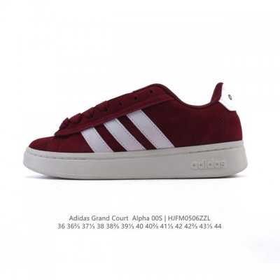新品 阿迪达斯 Adidas男女Grand Court Alpha 00S网球鞋 舒适百搭小白鞋 防滑耐磨 低帮 板鞋 阿迪达斯中性四季款网球训练鞋 Jr054
