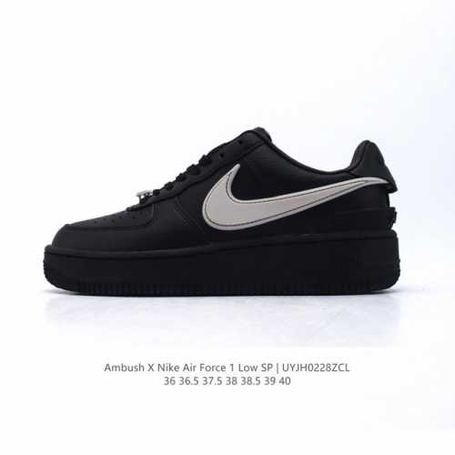 高品质 耐克 空军一号 Af1 低帮休闲板鞋 Ambush X Nk Air Force 1'07 Low Sp 空军一号联名标志性的Swoosh延伸至鞋跟之外