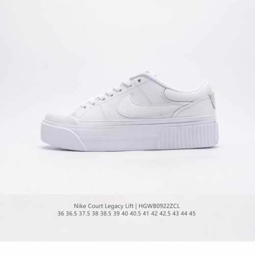 Nike 耐克 Court Legacy Lift 男女士运动鞋 运动厚底小白鞋 复古休闲鞋 上部和合成的 Strati 重叠,增加纹理、深度和透气性。 刺绣细