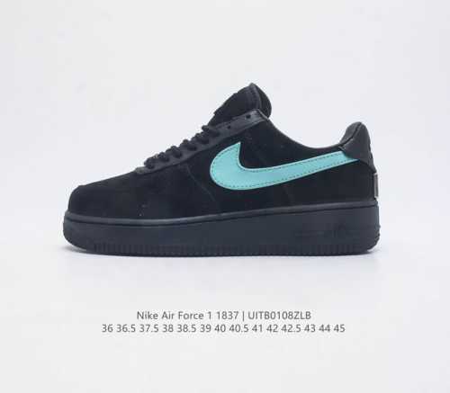 联名奢侈品大牌-蒂芙尼 Tiffany & Co X Nike Air Force 1 Low Sp 1837 空军一号经典低帮百搭休闲运动板鞋 联名黑蒂芙尼蓝