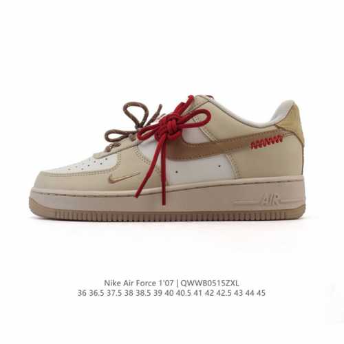 特价 耐克 Nike Air Force 1 '07 Low 2025新年新款 空军一号含气垫 中国结鞋带 小白鞋 低帮百搭厚底增高休闲运动板鞋。柔软、弹性十足
