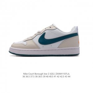 耐克 Nike Court Borough Low 2 GS 小空军 低帮百搭透气休闲运动板鞋男女鞋。经典耐用的设计，兼顾舒适脚感和出众风范，演绎匠心之作。结构