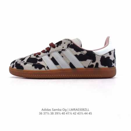 130 阿迪达斯 德训鞋 Adidas Originals Samba Og Shoes 经典运动鞋小白鞋 奶牛花纹 「T头鞋」男女板鞋 彰显休闲摩登风情的时尚 - 点击图像关闭