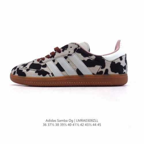 130 阿迪达斯 德训鞋 Adidas Originals Samba Og Shoes 经典运动鞋小白鞋 奶牛花纹 「T头鞋」男女板鞋 彰显休闲摩登风情的时尚