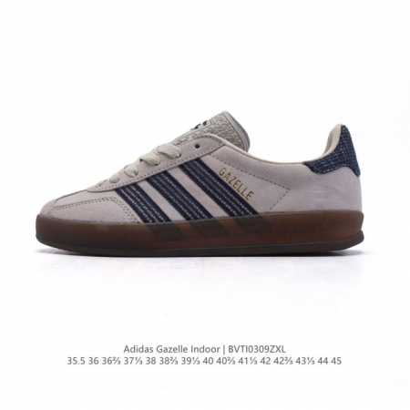 160 阿迪达斯 Adidas Originals Gazelle Indoor复古三叶草防滑透明橡胶板鞋经典运动鞋。这款经典鞋,忠于原版设计,缀撞色三条纹和鞋 - 点击图像关闭