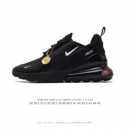 公司级 耐克 NIKE AIR MAX 270 FLYKNIT 混合科技 透气后掌半气垫慢跑鞋 气垫跑步鞋 其后跟采用 Nike 大型 Air 气垫，加上具有非 - 点击图像关闭