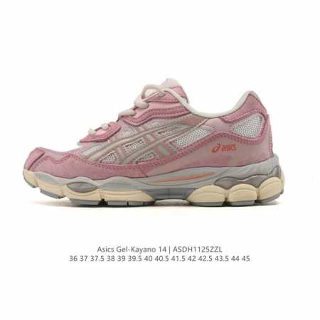 真标 亚瑟士 Asics Gel-Kayano 14 运动休闲透气专业缓震慢跑鞋。采用工程弹性双层再生网格密度鞋面材质，后跟3D可视Gel缓震乳胶物料，升级Ff - 点击图像关闭