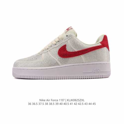 耐克 Nike Air Force 1 '07 Low 空军一号含气垫 小白鞋 2025年 蛇年新款 贴钻 闪钻鞋面 低帮百搭厚底增高休闲运动板鞋。柔软、弹性十