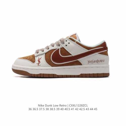 耐克 Nike Dunk Low Retro 运动鞋复古板鞋 Ysl联名。作为 80 年代经典篮球鞋款，起初专为硬木球场打造，后来成为席卷街头的时尚标杆，现以经