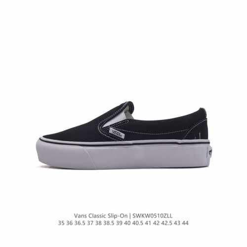 万斯 Vans Classic Slip-On 范斯经典低帮百搭一脚蹬休闲板鞋帆布情侣鞋 类型：男女鞋 码数：35-44 硫化半码 编码：Swkw0510Zll