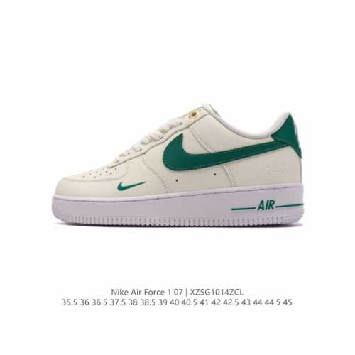 头层皮 耐克 Nike Air Force 1 '07 Low 空军一号含气垫 小白鞋 低帮百搭厚底增高休闲运动板鞋。柔软、弹性十足的缓震性能和出色的中底设计，