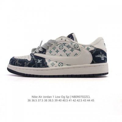 真标 耐克 Nike Air Jordan 1 Low Og Sp Military Blue Aj1乔1倒勾 路易威登联名 2025年新款 蛇年新款 低帮篮球