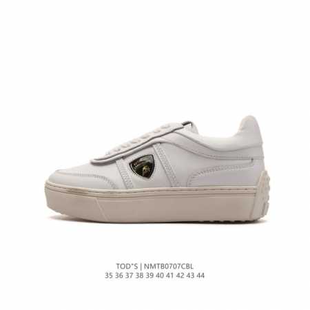 Tod'S托德斯舒适防滑运动鞋小牛皮鞋面橡胶厚底鞋底光滑皮革板鞋 白色 小白鞋，圆头款式 英伦风 夏#男女士运动慢跑鞋，材质进阶，轻便至简 新系列 皮革运动休闲 - 点击图像关闭