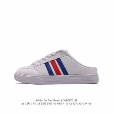 adidas 阿迪达斯vs Set Mule 经典休闲帆布板鞋 半拖 包头凉鞋 懒人一字蹬运动凉鞋 货号：Fx4 0 size：36 36 37 38 38 3 - 点击图像关闭