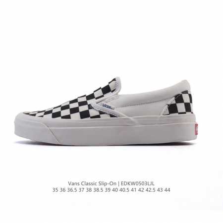 万斯 Vans 中性Classic Slip-On 帆布鞋 硫化板鞋 棋盘格休闲低帮 运动鞋。Vans的棋盘格鞋款千千万，但Slip-On系列绝对是经典中的经典 - 点击图像关闭