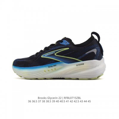 新品公司级 Brooks布鲁克斯Glycerin 22甘油 跑步鞋男女新款透气缓震支撑运动 甘油22跑鞋是布鲁克斯。甘油22拥有非常亮眼的外观设计，采用了鲜艳夺