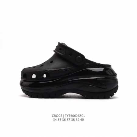 Crocs 沙滩洞洞鞋 女休闲厚底增高凉拖鞋 卡骆驰杨幂同款凉鞋 厚底增高凸显大长腿沙滩鞋 选择尺码时 建议选大一码 脚感更舒适 这款不带鞋盒 类型：女鞋 尺码 - 点击图像关闭