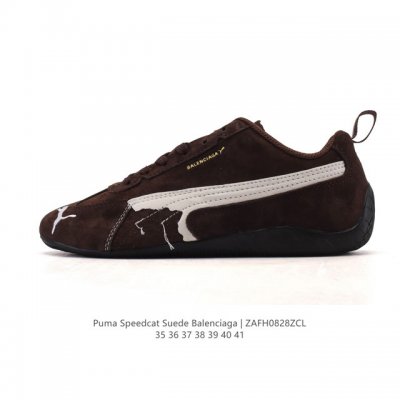 Puma 彪马 X Balenciaga巴黎世家 Speedcat 系列运动鞋 薄底鞋 牛皮绒面革 圆头做旧磨损 低帮 生活休闲鞋，极速赛车系列 复古运动休闲跑