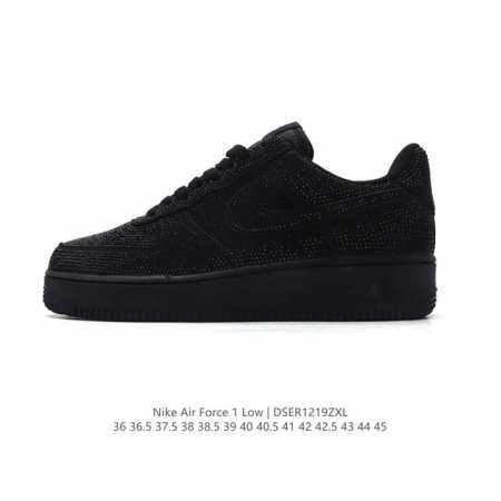 耐克 Nike Air Force 1 '07 Low 空军一号含气垫 满钻 低帮百搭厚底增高休闲运动板鞋。柔软、弹性十足的缓震性能和出色的中底设计，横跨复古与 - 点击图像关闭