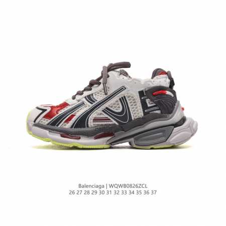 童鞋 新款balenciaga 巴黎世家-Runner 7.0 儿童运动跑步鞋。通过溢胶、做旧、缝线等细节，展示了设计师 Demna 的运动鞋风格，用一双 旧鞋 - 点击图像关闭