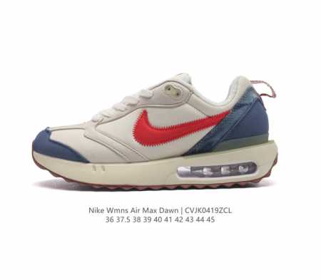 耐克 Nike Air Max Dawn 黎明系列 低帮气垫百搭休闲运动慢跑鞋。从配色上彰显出浓厚的复古气质。最大的亮点当属鞋型设计上加入结构元素，汲取1984 - 点击图像关闭