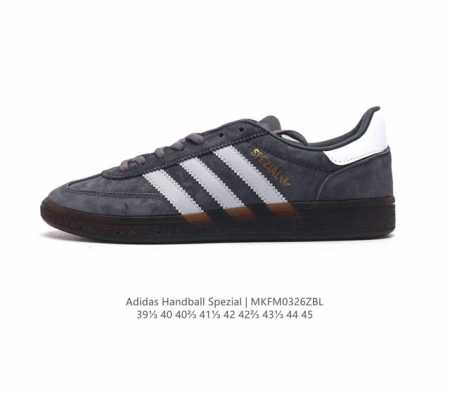 阿迪达斯 Adidas Handball Spezial 三叶草学院风复古休闲板鞋 德训鞋 橡胶底柔软皮革经典运动鞋男士鞋 圆头 缝合拼接设计 正面绑带 鞋舌部 - 点击图像关闭