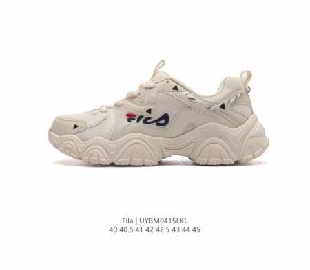Fila 斐乐男鞋 2023官方新款透气猫爪鞋老爹鞋时尚复古运动鞋。鞋身采用皮革透气网面面料，时尚而又精致。采用均衡性能的发泡科技材料，提供均衡重量、回弹、缓震 - 点击图像关闭