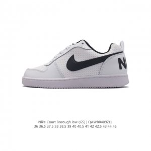 耐克 Nike 男女子运动鞋 Court Borough Low 小空军低帮板鞋。1.其皮革材质的鞋面结合网眼鞋舌，在出众外观与质感的同时提供稳固支撑，并且提升