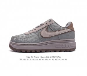 采用纤维荔枝纹牛培皮革鞋面材质 绝对的秋冬神器，全新耐克nike Air Force 1 Low Luxe 耐克 空军一号 Af1 改良防滑厚底低帮百搭休闲运动