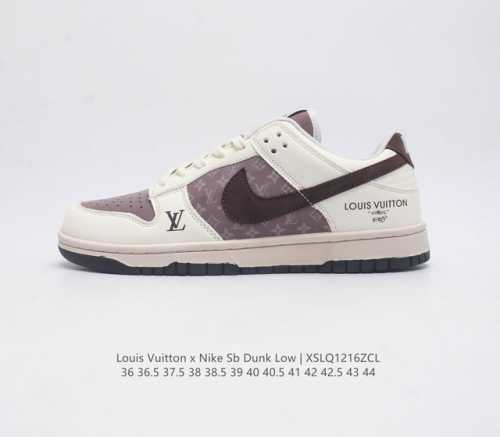 真标 耐克 Nike Sb Dunk Low Pro X Lv 路易威登 联名 复古低帮休闲运动滑板板鞋 采用脚感柔软舒适zoomair气垫 有效吸收滑板等极限