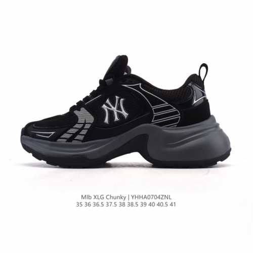 新品公司级 Ny Mlb Xlg Chunky 纽约洋基队 透气休闲运动鞋老爹鞋 波士顿跑鞋 马拉松中性休闲运动鞋Ny美国榄球 洋基队老爹厚底休闲运动慢跑鞋，韩