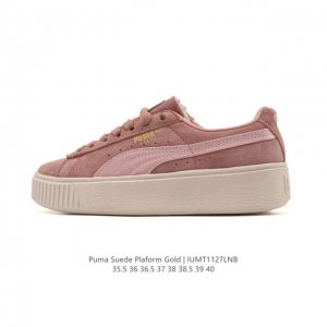 puma Suede plarfotm Cold 彪马 猪八戈 烫金标 舒适脚感 厚底增高松糕底 休闲百搭板鞋 尺码：35.5-40含半码 编码：Iumt112