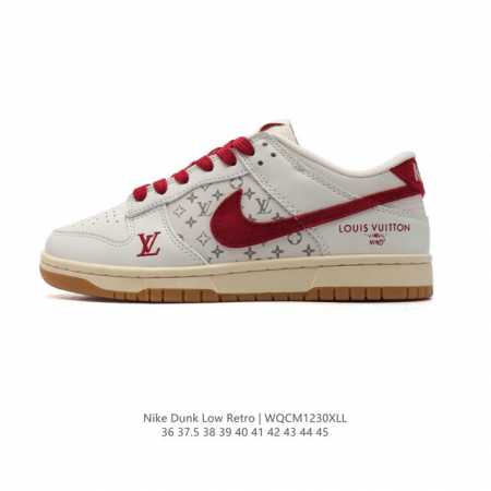 公司级 耐克 Nike Dunk Low Retro 运动鞋复古板鞋 路易威登联名。作为 80 年代经典篮球鞋款，起初专为硬木球场打造，后来成为席卷街头的时尚标 - 点击图像关闭