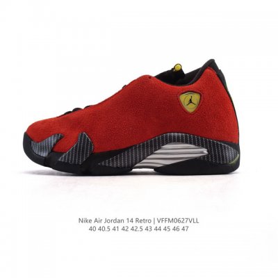 新品公司级 Nike 耐克正品Air Jordan 14 Retro 乔丹14代 Aj14法拉利回归！舒适耐用 减震防滑耐磨 中帮 复古篮球鞋 男女同款 红色，