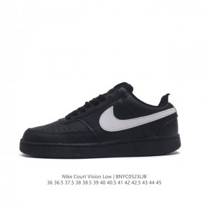 耐克nike Court Vision Low 校园风低帮复古篮球板鞋男女运动鞋。延续80年代复古篮球鞋，添加学院风细节。皮革组合鞋面，利落风格，重现复古篮球风