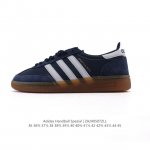 公司级 阿迪达斯 Adidas Handball Spezial 低帮三叶草学院风复古休闲板鞋 德训鞋 橡胶底柔软皮革经典运动鞋板鞋。圆头、缝合拼接设计、正面绑