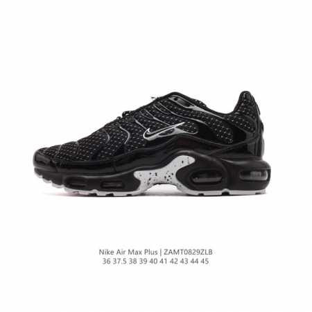 Nike 耐克 男女子休闲鞋气垫缓震跑步鞋 Air Max Plus 运动鞋 造型超讨喜！鞋面以帆布和织物材质包裹，保证了轻薄透气，更适合夏季穿着。鞋侧 鱼骨 - 点击图像关闭