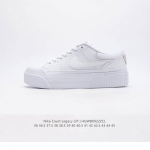Nike 耐克 Court Legacy Lift 男女士运动鞋 运动厚底小白鞋 复古休闲鞋 上部和合成的 Strati 重叠,增加纹理、深度和透气性。 刺绣细