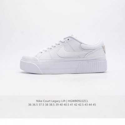 Nike 耐克 Court Legacy Lift 男女士运动鞋 运动厚底小白鞋 复古休闲鞋 上部和合成的 Strati 重叠,增加纹理、深度和透气性。 刺绣细