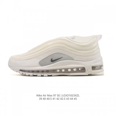 公司级 Nike 耐克 Nike Air Max 97 Se 气垫缓震男士跑步鞋 厚底增高百搭运动鞋。以织物材料以及皮革材质搭配而成 鞋侧的走线部分做了一个解构