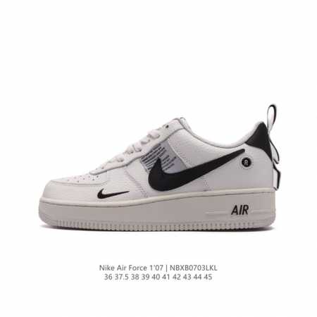 二层皮 耐克 Nike Air Force 1 '07 Low 空军一号含气垫 低帮百搭厚底增高休闲运动板鞋。柔软、弹性十足的缓震性能和出色的中底设计，横跨复古 - 点击图像关闭
