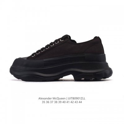 意大利高奢品牌-亚历山大 麦昆 Alexander Mcqueen Sole Sneakers 低帮时装厚底显高百搭休闲松糕跟板鞋 男女式小白鞋 厚底增高帆布运